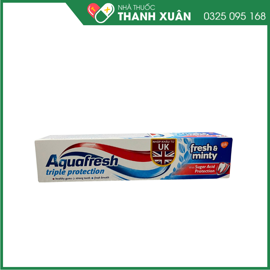 Kem đánh răng Aquafresh fresh&amp;minty khoẻ nướu, chắc răng